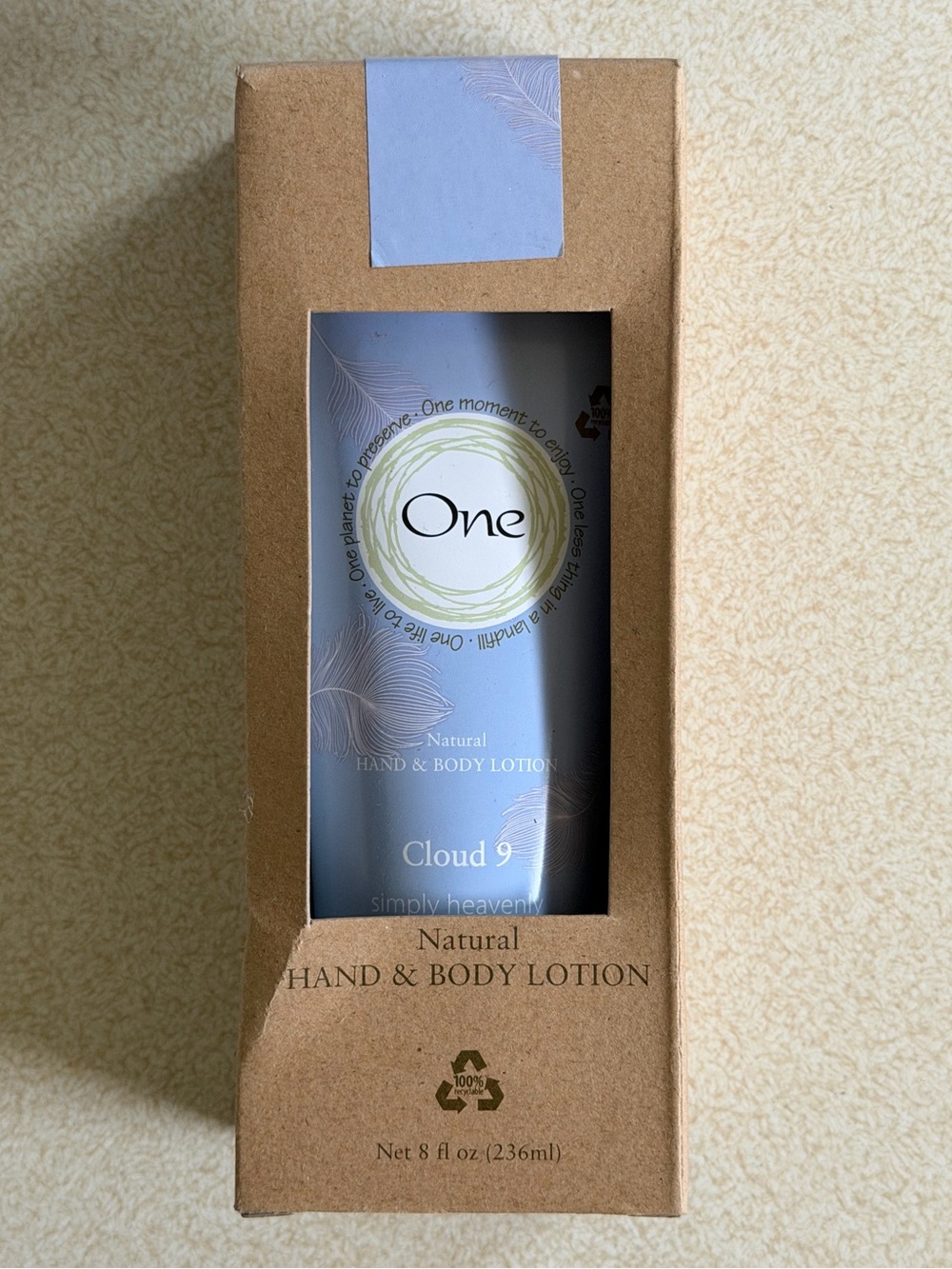 One Natural Body & Hand Lotion Cream Moisturizer Cloud 9 Simply Heavenly New